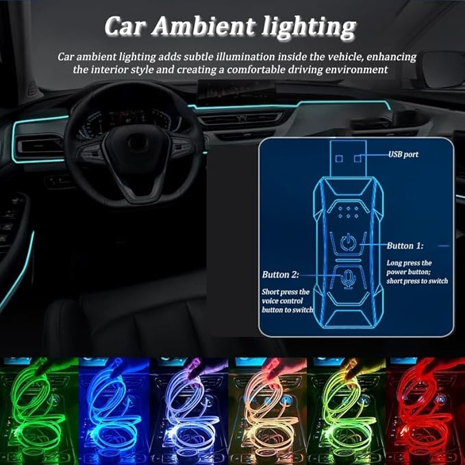 Car LED Strip Light for Mazda CX-5 2012–2025, 6 in 1 Car Ambient Lighting Kits, Interior Interior Light Sync to Music, Auto Decorations Interior Accessories, 8M