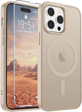 SUPFINE Magnetic for iPhone 14 Pro Case(Compatible with MagSafe)(Military Grade Drop Protection) Slim Translucent Matte Shockproof with Anti-Fingerprint Phone Case,Desert Gold