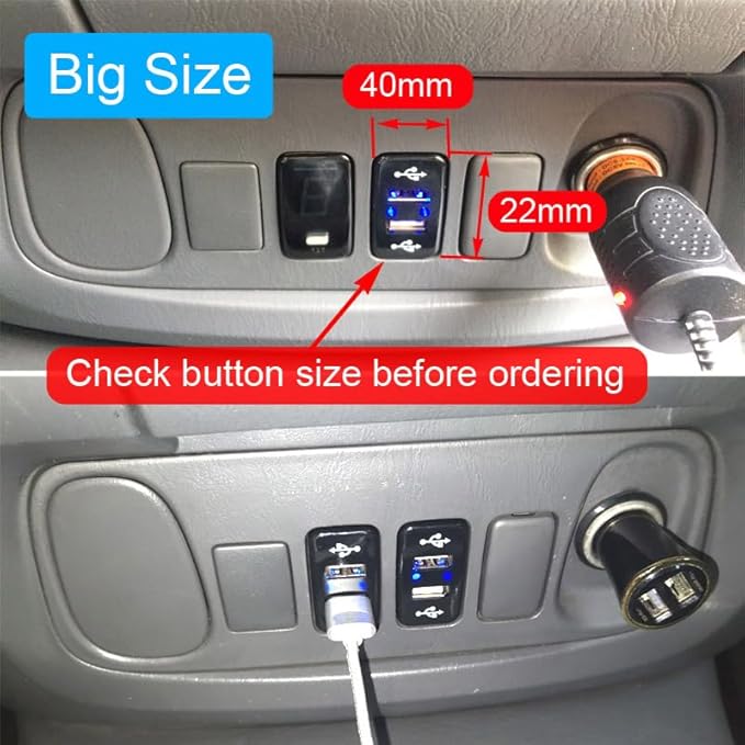 5V 2.1A Dual USB Car Charger Interface Socket Adapter for Toyota with Short Circuit Protection - (Color Name: Big Size)