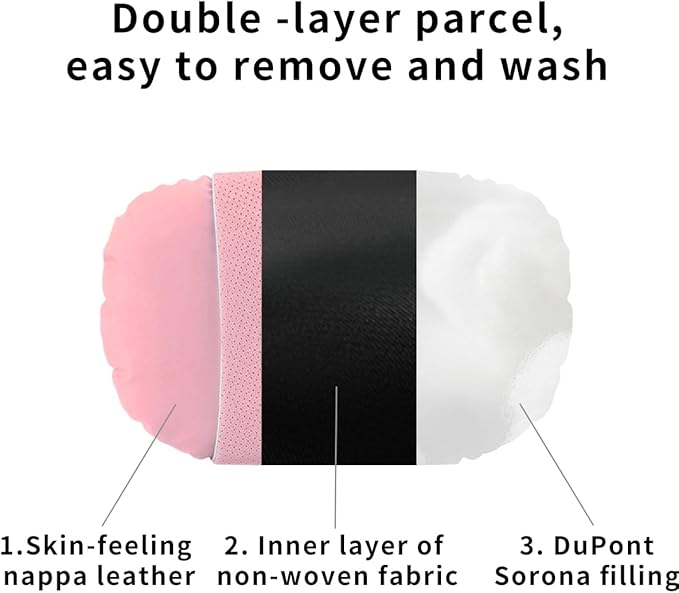 2 Pcs Car Headrest Neck Pillow for Driving,Premium Skin-Feeling Napa Leather Soft and Comfortable Headrest,Two Gears of Height Adjustment Car Seat Headrest Pillow Car Interior Accessories