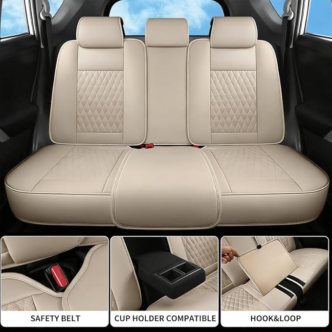 Car Seat Covers Full Set Custom Fit for Buick Encore GX 2012-2026 - Premium Faux Leather with Lumbar Support | Breathable, Waterproof, Anti-Slip, Durable (Beige,Full Set)