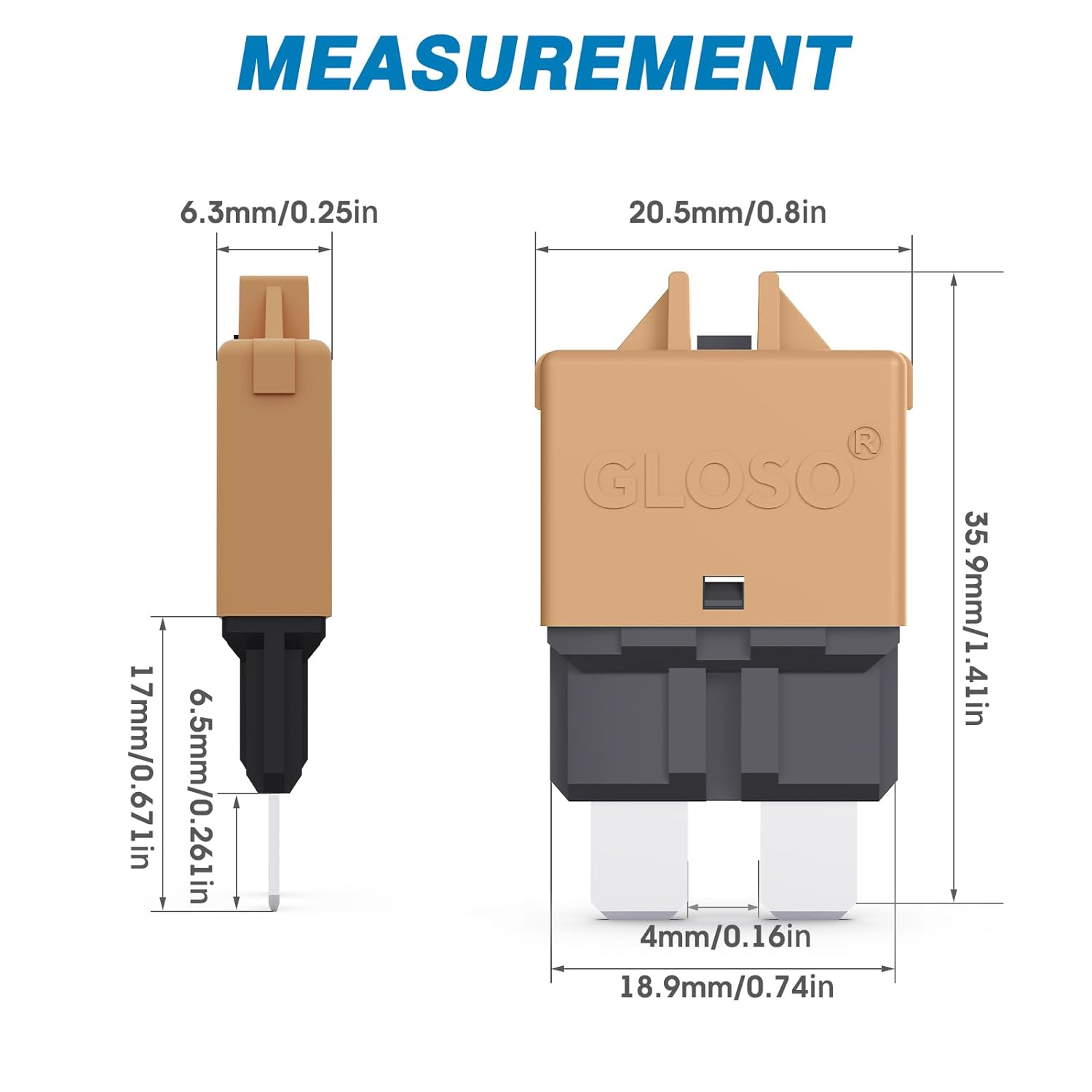 GLOSO Circuit Breaker Fuse E39 (T3) Manual Reset for Car Truck RV Automotive Marine Boat Trolling Motor & Custom Wiring Audio Battery Protection/Low Profile ATC/ATO (25A - 5 Pack)