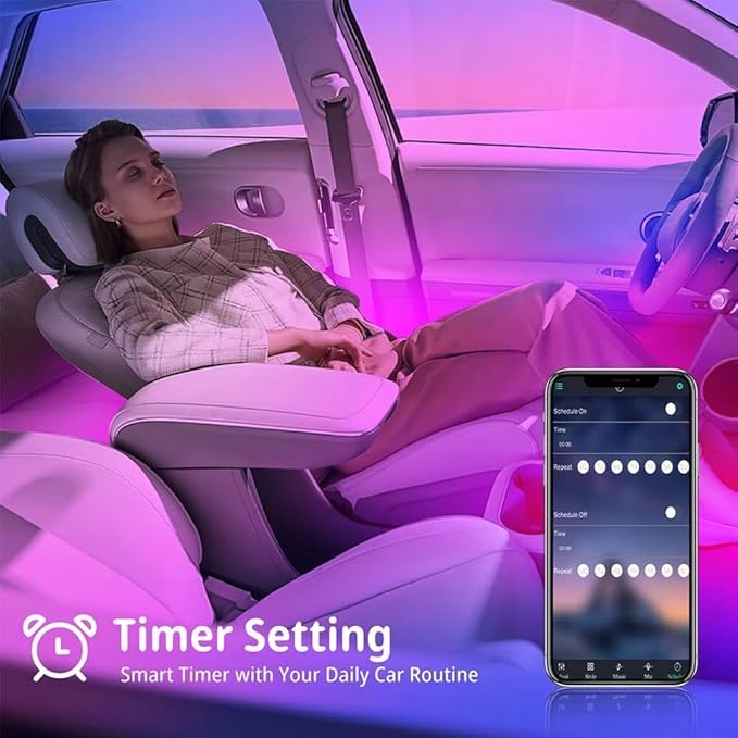 RGB Interior Car LED Strip Lights,72 LED Interior Lights with Smart APP Remote Control,Multicolor Footwell Under Dash Inside Light Kits Music Sync Mode,for Vehicle Internal Car Ambient Lighting Kits