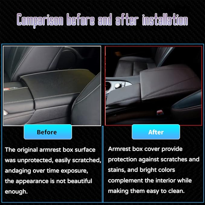 Custom Interior Accessories for Lexus RX 350 350L 450h 450hL 2015-2022 PU Leather Center Console Armrest Box Cover Armrest Cushion Central Armrest Protector Pad(Carbon Fiber Texture)