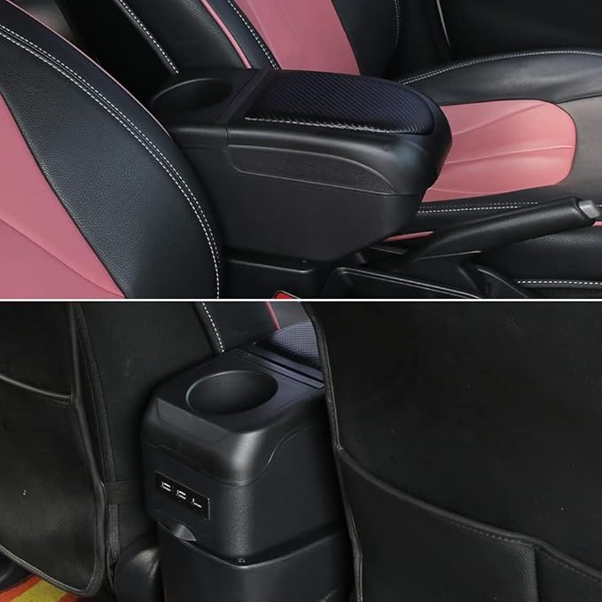 AULPHIKE Compatible with Ford Focus Armrest 2 Mk2 2005-2011 Center Console Organizer Armrests Double Layer Storage Space with USB Ports