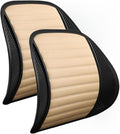 Premium Car Interior Back Support - Versatile Lumbar Cushion for Driver Seat with Breathable Fabric and Adjustable Strap. (2, Beige)