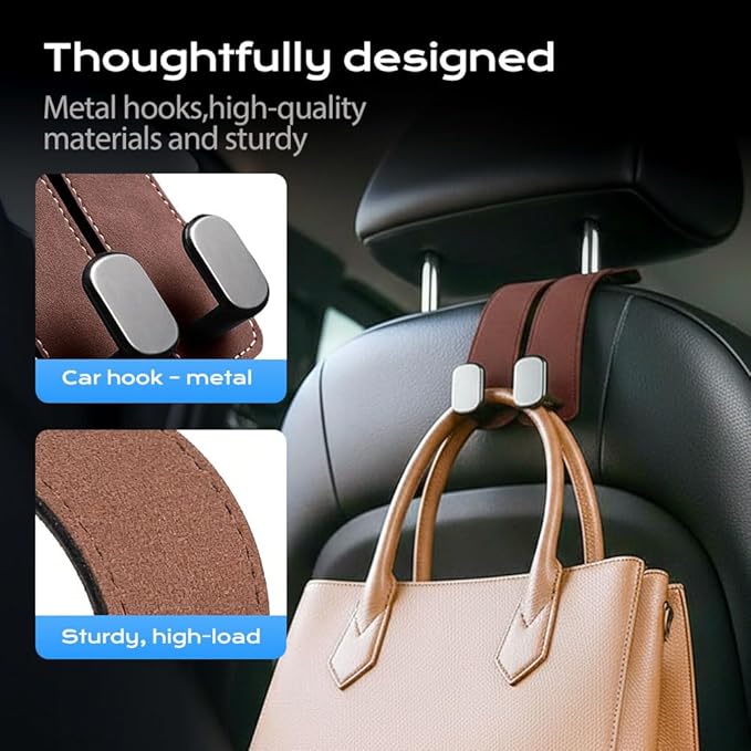 2026 Car Headrest Storage Hooks - Universal Backseat Hanger Organizer for Handbags & Grocery Bags (2, Black)