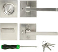 Exterior Door Lock Set with Deadbolt, Front Door Handle Set with Deadbolt, Door Levers Single Cylinder Deadbolt Set, Keyed Alike Heavy Duty Keyed Privacy Handles Locksets,(Satin Nickel)