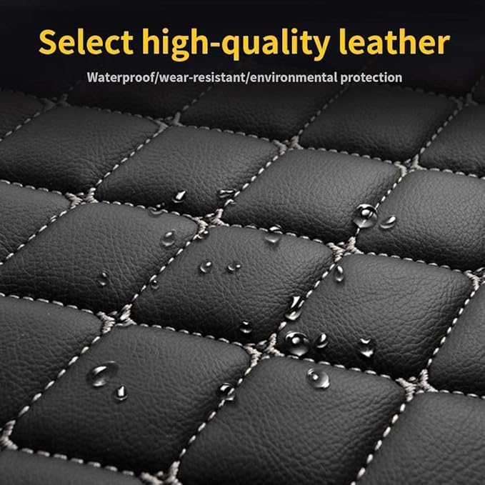 Custom Making Car Floor Mats for 95% Sedan SUV Sports Car Full Coverage Cute Men Women Pads Protection Non-Slip Leather Floor Liners (Black+Gray Edge)