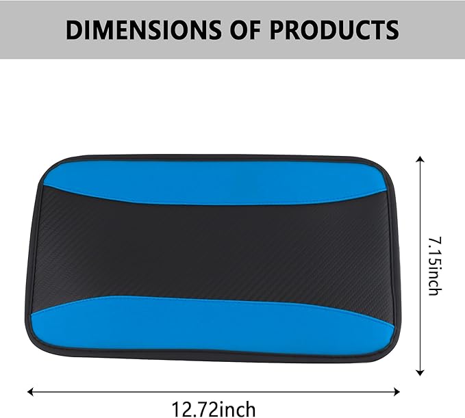 Stylish Car Center Console Cover,PU Leather Car Armrest Cover Prevent Scratches on Center Console,Universal Car Armrest Cushion Car Accessories Interior for Car SUV Truck (Blue)