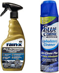 Rain-X 16 Fl Oz Cherry Scent Interior Cleaner & Protectant + Blue Coral 22.8 oz Dri-Clean Plus Upholstery Cleaner Bundle - Complete Car Interior Cleaning Kit