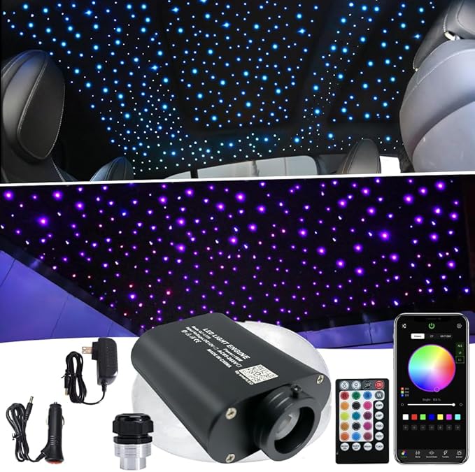 Firework 16W RGBW Fiber Optic Lights Star Ceiling Light Kit with Fiber Optical 460pcs 0.03in 9.8ft/3m - APP/Remote Control + Music Mode Sound Sensor Light Source for Bedroom, Home Theater & Car Decor