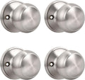 KNOBWELL 4 Pack Brushed Nickel Dummy Door Knob, Single Sided Handle for Closets, French Double Doors, and Pantry, Satin Nickel One Side Non-Turning Interior Push/Pull Door Knob