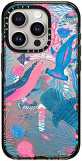 CASETiFY Impact iPhone 15 Pro Case [4X Military Grade Drop Tested / 8.2ft Drop Protection/Compatible with Magsafe] - Animal Prints - Under The Sea - Clear Black