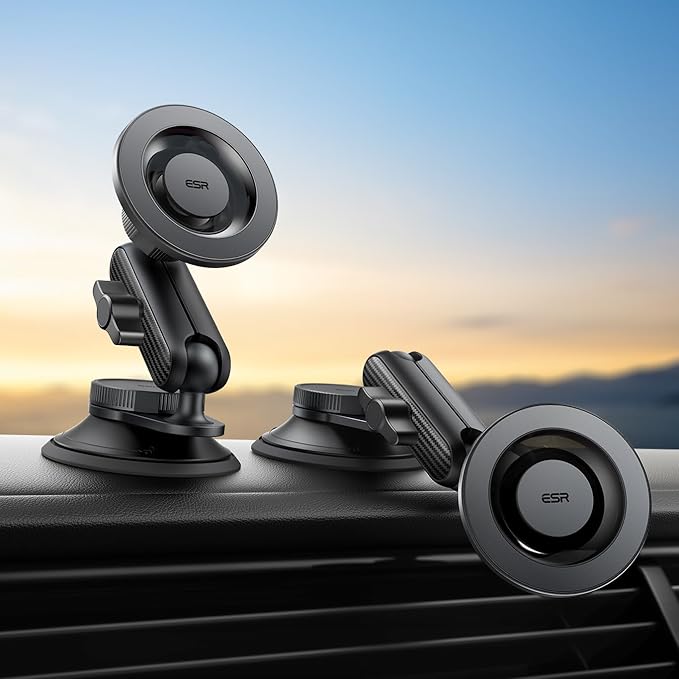 ESR OmniLock for MagSafe Car Mount, Vacuum Magnetic Car Mount, 360° Adjustable Car Magnetic Phone Holder,Suction Cup Phone Holders for Your Car,for iPhone 17e/17/16/15/14/13/12/Samsung,All Smartphones