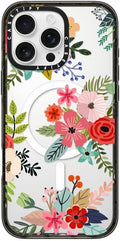 CASETiFY Impact iPhone 16 Pro Max Case [Slim/Compatible with Magsafe / 8.2 ft. 4X Military Grade Drop Protection] - Floral Collage - Clear Black
