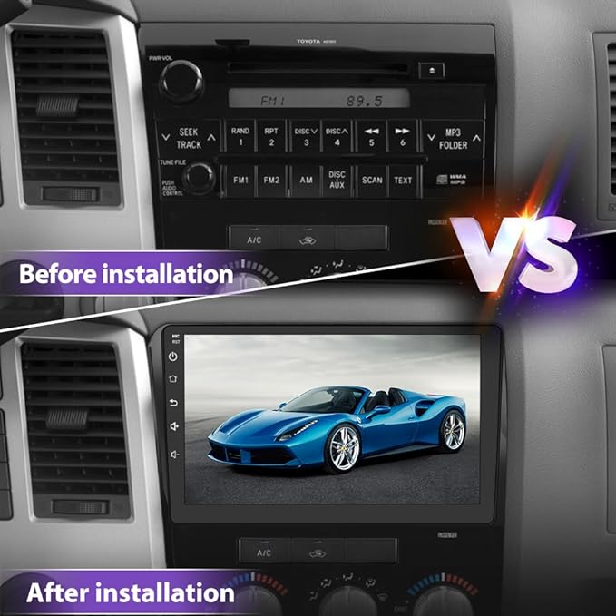 Android 13 Car Radio Stereo for Toyota Tundra 2007-2013 Toyota Sequoia 2008-2018 with Wireless Carplay Android Auto 10-inch Touch Screen Head Unit