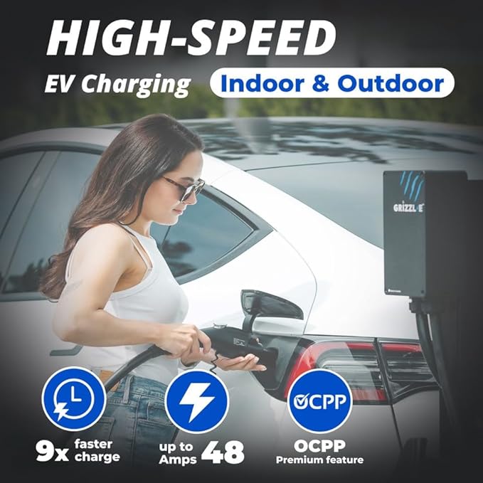 Grizzl-E 48A Ultimate Level 2 Fastest 48A Electric Vehicle (EV) Charger, UL Tested and Certified, Metal Case, Indoor/Outdoor Electric Car Fast Charging Station, Hardwired, Ultra Edition, J1772