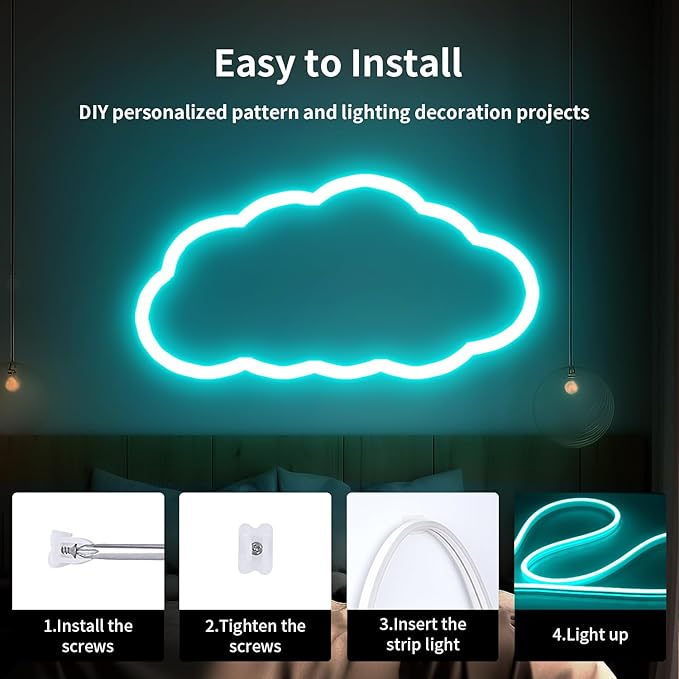 iNextStation 12V Ice Blue LED Strip Lights 16.4FT, Flexible Silicone Neon Rope Light, Waterproof, Cuttable, Dimmable & Linkable, for Cabinet, Ceiling, Wall, Bedroom, Kitchen, Garage (No Adapter)