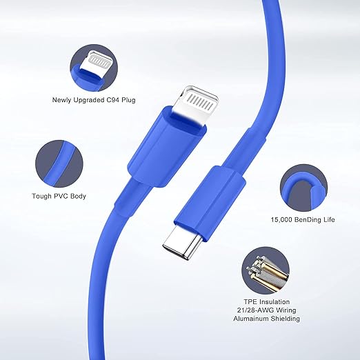 iPhone Fast Charger,Type C Wall Charger Block Plug and 10ft USB C to Lightning Charging Cable Cord Long,Power Adapter Cube Brick Box for Apple iPhone 14 Pro Max/14 Plus/14/13/12 Mini/11/XS Max/XR/iPad