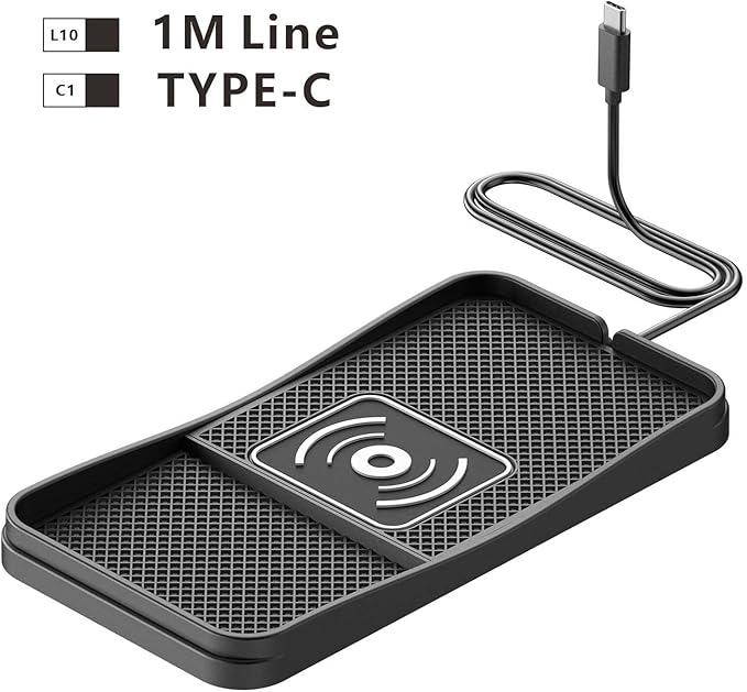 Car Wireless Charger Pad for Kia Optima 2001-2020, Fast Car Wireless Charging Pad for Car Center Console, Non Slip Charging Mat,1M-Type C