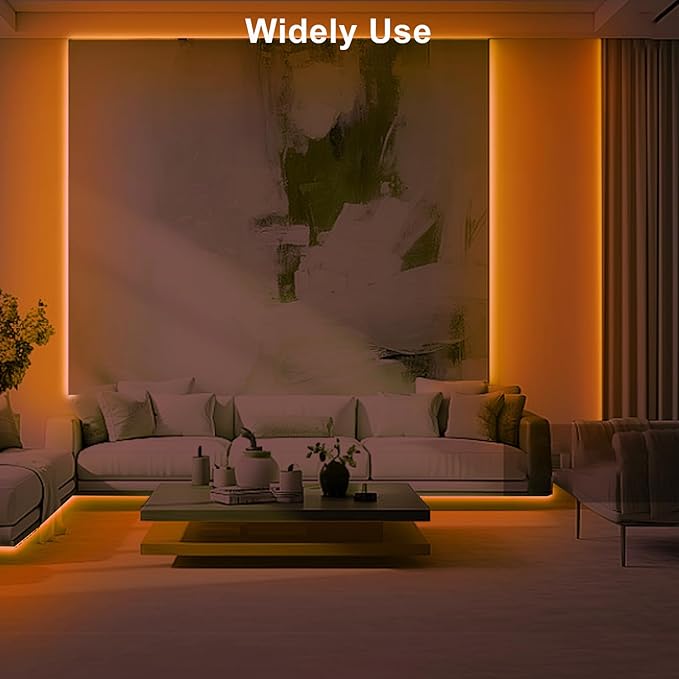Tatazone 16.4ft 1800K COB Led Strip Lights with RF Remote, Dimmable Bright Adhesive Indoor Amber Led COB Light Strip for Cabinet, Painting, Room, Bed