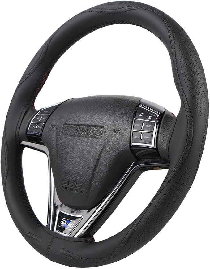 17.7 Inch XX-Large Van Car Steering Wheel Cover Durable Black Artificial Leather for Renault Trucks Kenworth