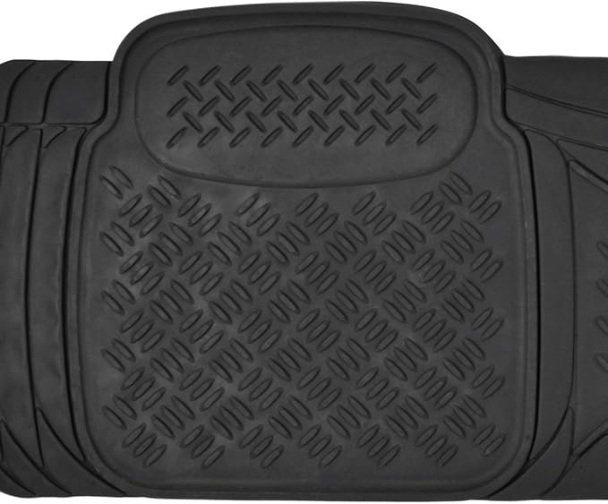 BDK Heavy Duty Diamond Complementary Rubber Rear Floor Mats Liners, All Weather Protection, Designed for Trucks Cars Sedan SUV