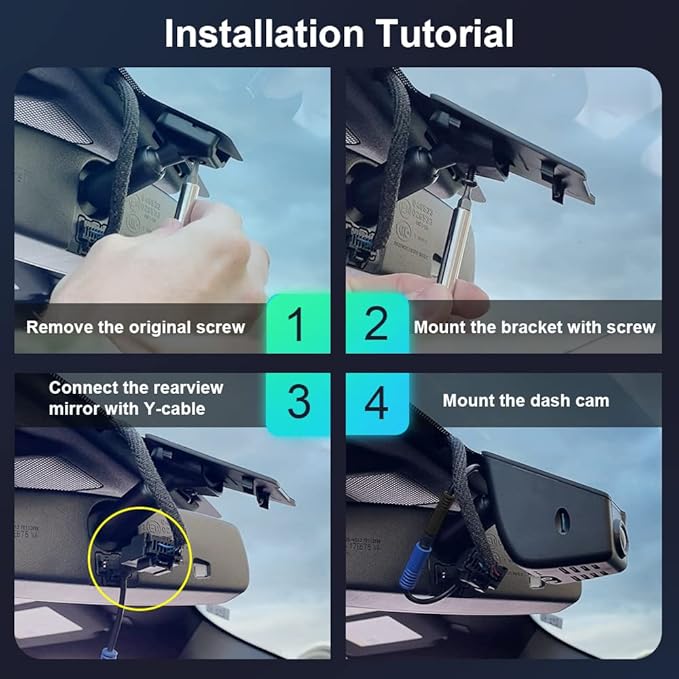 Fitcamx 4K Dash Cam Suitable for Ford F150 2013-2020, Has Screw Behind The Original Cover (HD2-6275), OEM Factory Style, UHD 2160P Video, WiFi & APP, Loop Recording, G-Sensor, Plug & Play, 64GB Card