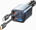 Upgraded SUPERONE Retractable Car Charger, [Ultra-Compact] 6-Port Car Charger USB C, iPhone Car Chargers Fast Charging with USB C & Apple Cable, RV Power Adapter for iPhone 17/16/15/14/13/12