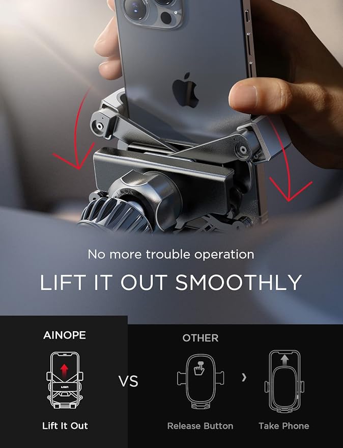 AINOPE Car Phone Holder Mount Vent 2026 Gravity Air Vent Phone Holders for Your Car for iPhone 16 Pro Max with Vent Clip Hand Free Cell Phone Car Mount Holder for iPhone 15 Plus Samsung Red