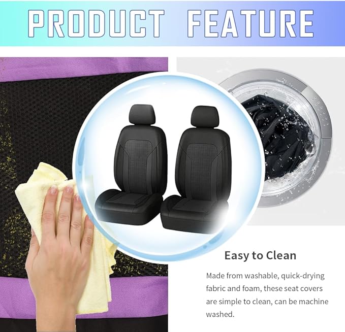 4PCS Cooling Car Seat Covers,Breathable Front Seat Covers with Mesh Construction and Foam Padding,Car Seat Protector to Reduce Back Sweating,Universal Car Interior for Car SUV (Gray)