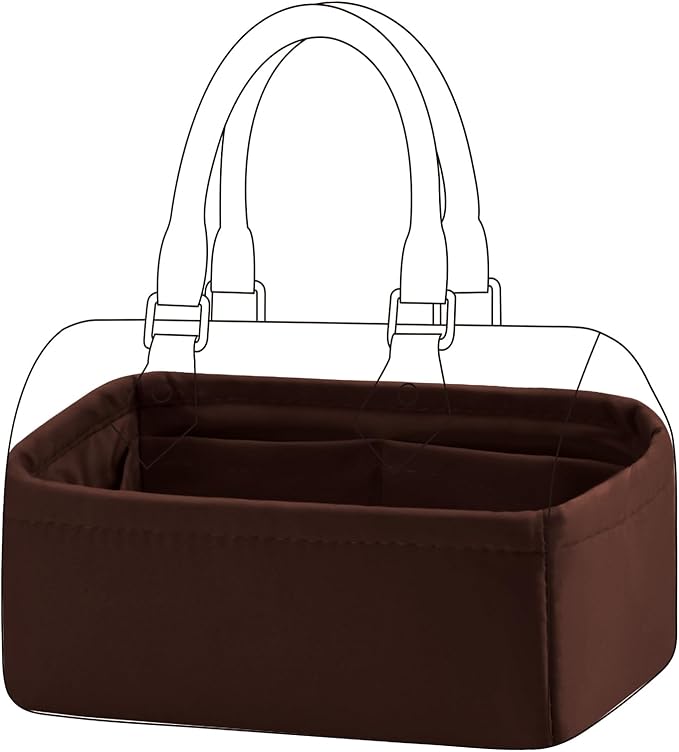 DGAZ Silk Purse Organizer Insert Fits LV Speedy 16/20/25/30/35/45 bags，Silky Smooth Bag Organizer，Luxury Handbag & Tote Shaper（Global Brown，New nano 16）