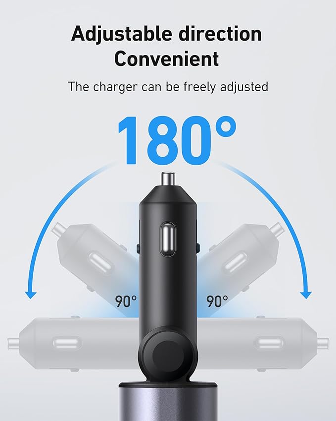 Car Phone Charger Retractable Car Charger 4 in 1 Fast Charger 30W Double USB Type C Retractable Cables 31.5 Inch and 2 USB Ports Car Charger Adapter for iPhone 17/16/15/14/13/12,Samsung,Pixel,iPad