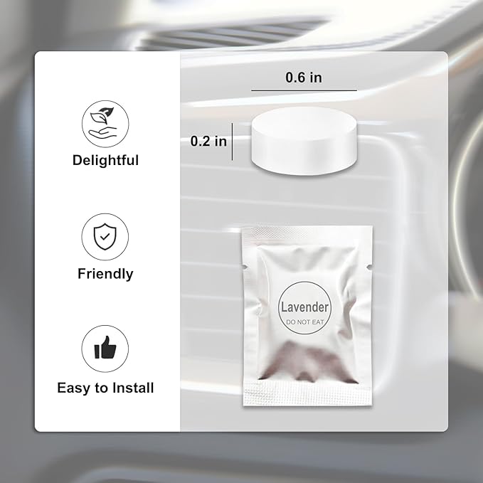 24 Pack Car Air Freshener Refills, Car Air Vent Clip Freshener Replacement Pads, Solid Fragrance Scent Refill Tablets (Lavender/Rose/Cinnamon/Lemon/Cologne/Jasmine/Ocean/Peach)