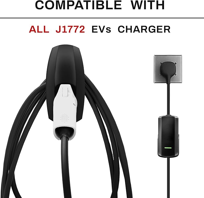 SEVEN SPARTA Charging Cable Holder with Chassis Bracket Compatible with J1772 EVs Charger Cable Organizer Car Accessories Wall Connector, Patent Approved (Black for J1772 EVs)