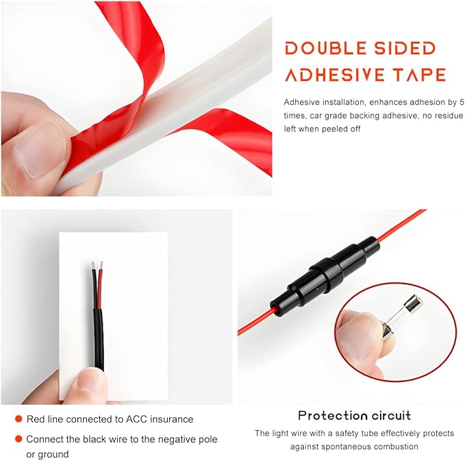 Car Hood Light Strip, 59 Inches Flexible DRL Dynamic Scan Start up Hoodbeam Kit, Waterproof 12V LED Headlight Strips Engine Cover Decoration, Exterior Car Accessories