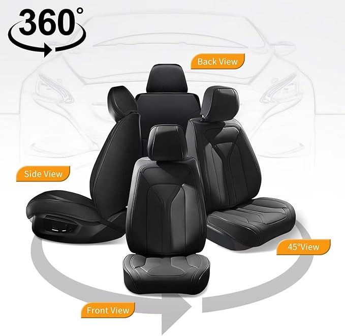 Car Seat Covers Fit for Kia Sorento 2007-2023 2024 2025 Custom Faux Leather Front Set Breathable Seat Cover Fit for Sorento (2 Seat,Black)