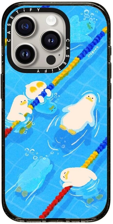 CASETiFY Impact iPhone 15 Pro Case [4X Military Grade Drop Tested / 8.2ft Drop Protection/Compatible with Magsafe] - Pool time - Clear Black