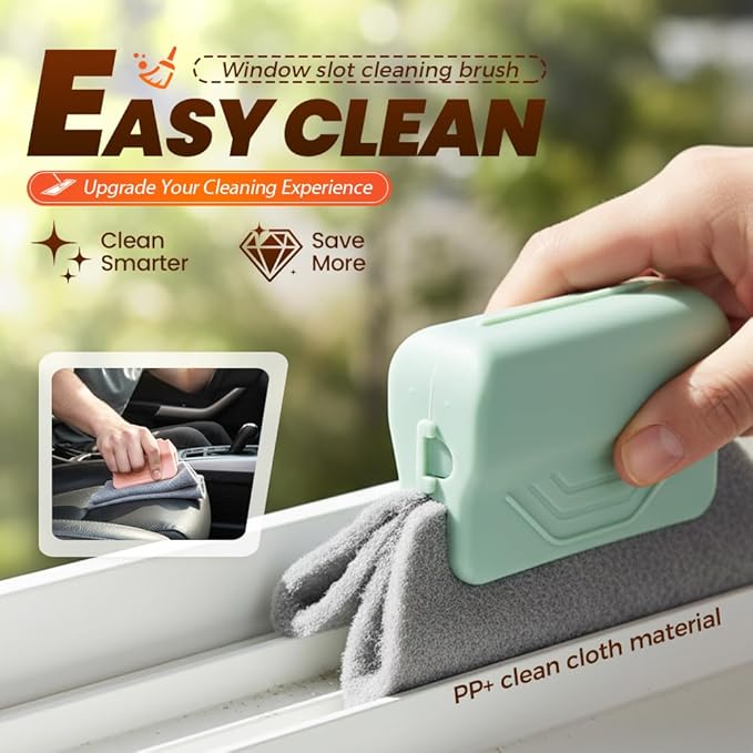 Magic Window Track Cleaner, Window Groove Cleaning Brush Tools Set, Cleaner Brushes for Window lides Gaps Tile Lines Shutter Slats Car Vents & Narrow Gaps (3PC Mix)