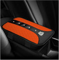 Bling Leather Car Center Console Cover, Anti-Slip Crown Armrest Seat Box Cushion Pad with Rhinestones, Waterproof Crystal Arm Rest Protector Interior Decor for Most Vehicles (Orange)