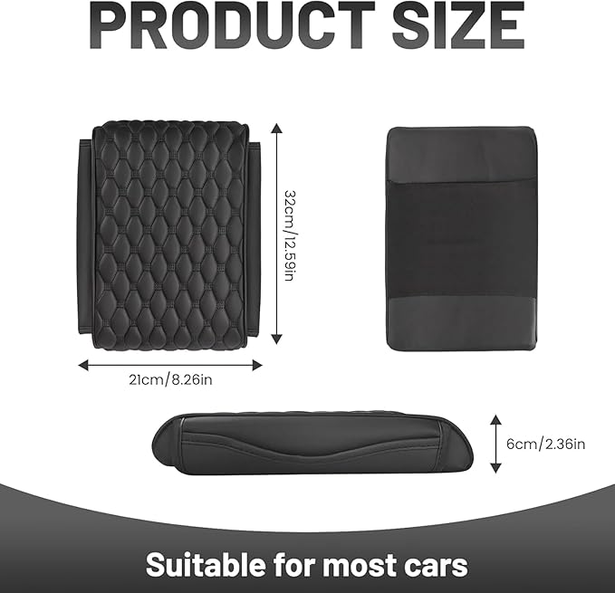 Car Center Console Cover for Lincoln Nautilus 2019-2022, PU Leather Auto Center Console Pad Car Armrest Cushion Car Interior Accessories,Black