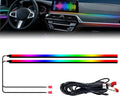 HMYC Dream Color Acrylic Interior Car Lights, 2 Pieces 75cm/29.5inch 128 Colorful Car LED Strip Light RGB Fiber Optic Rainbow Ambient Lighting bar, Universal Decoration Dynamic Atmosphere Neon Lights