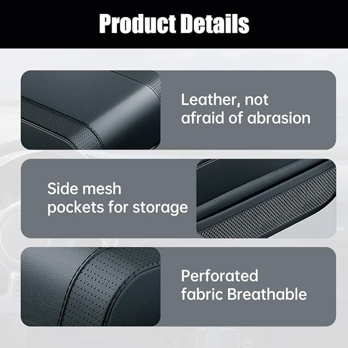 Universal Car Armrest Booster Cushion, 2024 New Memory Cotton Car Armrest Box Pad Auto Center Console Pad, Upgrade Waterproof Car Center Console Cover Pad Elbow Rest Box Covers (Brown)
