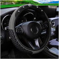 Bling Car Steering Wheel Cover, Diamond Leather Crystal Rhinestones Vehicles Steering Wheel Protector, Sparkling Anti-Slip Automotive Interior Decoration Accessories, Universal Fit (Gray)