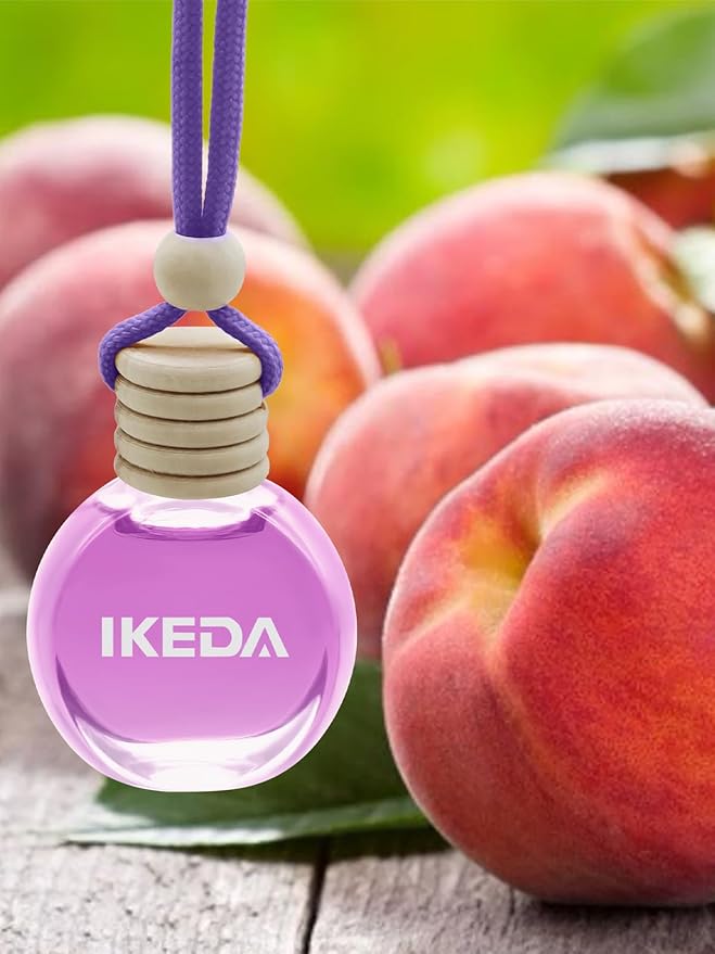 Ikeda Car Air Freshener: Hanging Car Smell Air Freshener | 10ml Hanging Car Perfume | Long Lasting Fragrance | Strong Scents Diffuser for Auto Home (White Peach)