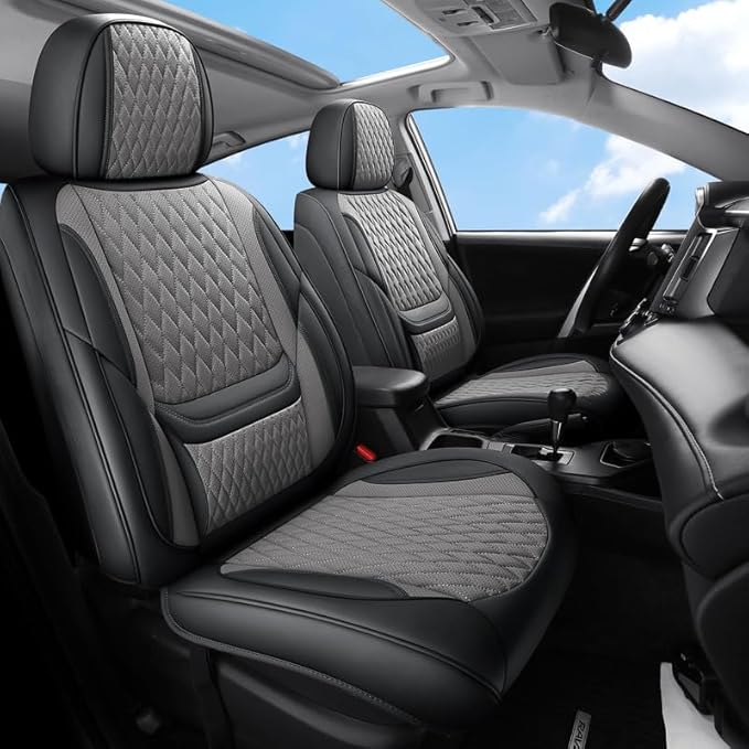 Car Seat Covers Full Set Custom Fit for Mercury Sable 1995-2009 - Premium Faux Leather with Lumbar Support | Breathable, Waterproof, Anti-Slip, Durable (Black&Gray,Full Set)