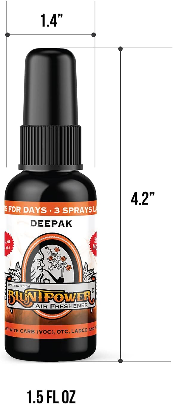 BluntPower (Deepak, 3 Pack) Concentrated Air Freshener - Premium Oil Based Air Freshener Spray For Home and Car - Long-Lasting Bathroom Spray, Car Freshener, & Odor Eliminator Spray