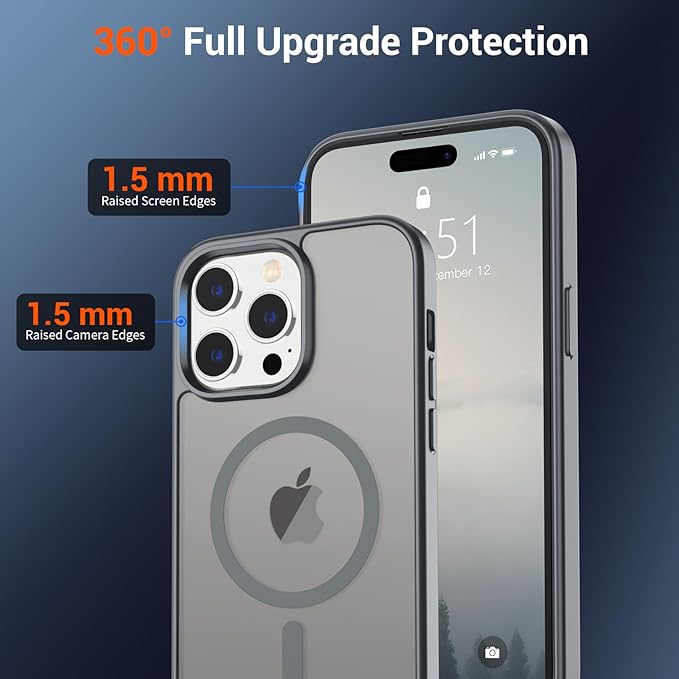 SUPFINE Magnetic for iPhone 14 Pro Max Case (Compatible with MagSafe) (Military Grade Drop Protection) Slim Translucent Matte Shockproof with Anti-Fingerprint Phone Case,Gray