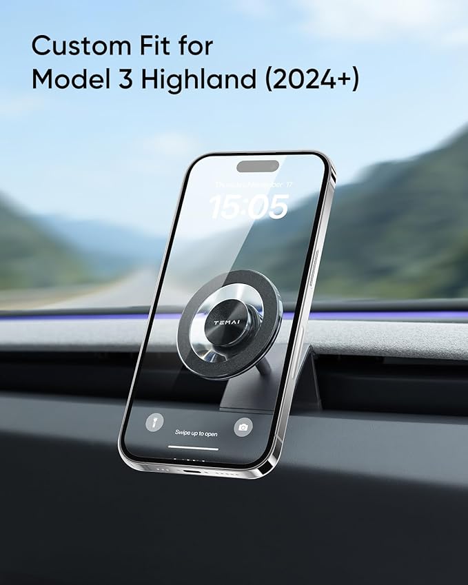 Magnetic Phone Mount for Tesla Model 3 2024+(Highland) - Strong MagSafe Car Phone Mount, Specifically for Center Vent Position Phone Holder,No Damage Installation & Interior Protection